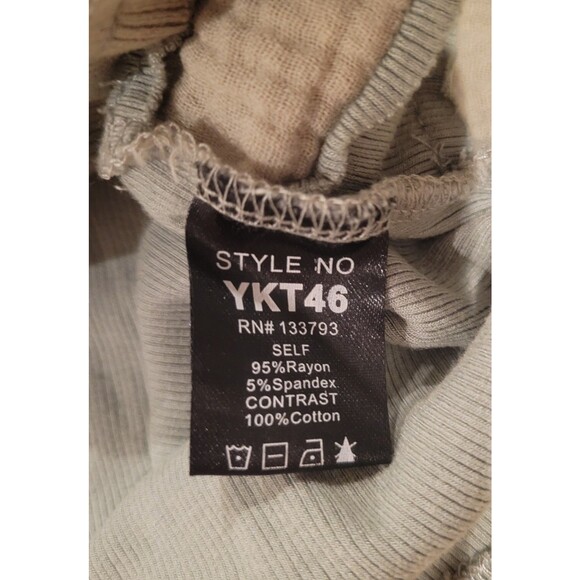 Nwot POL Ribbed Long Sleeve Henley Shirt Top Green Distressee Oversized Small - Picture 10 of 11